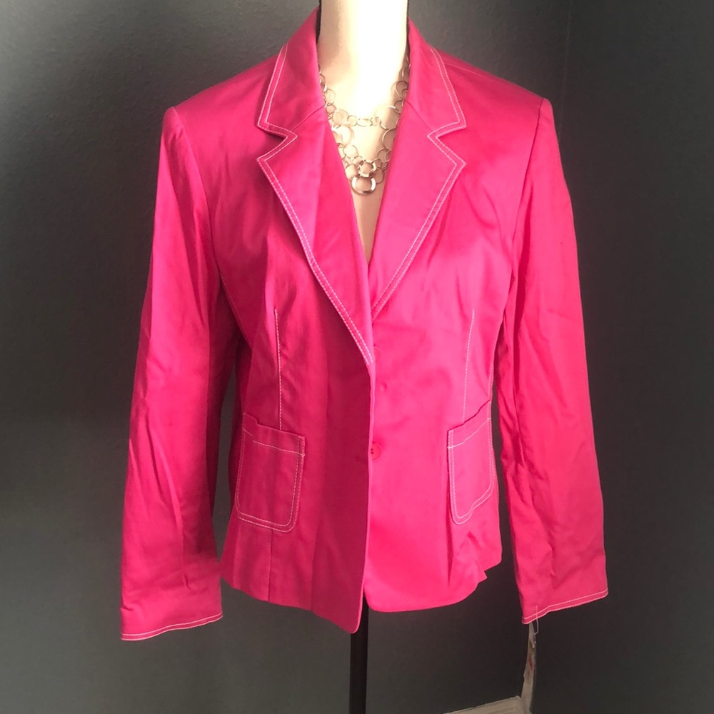 Hot Pink Blazer with White Stitch